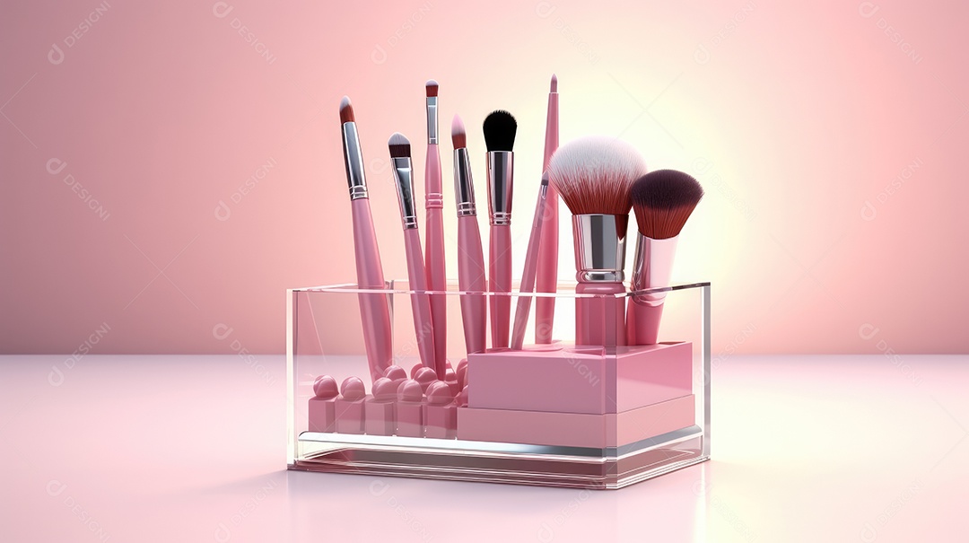 Caixinha de pincéis para maquiagem