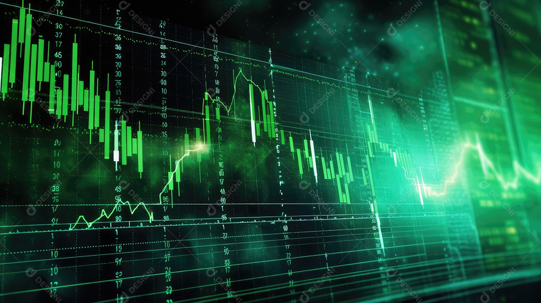 Gráfico de investimentos fixado em tela de computador