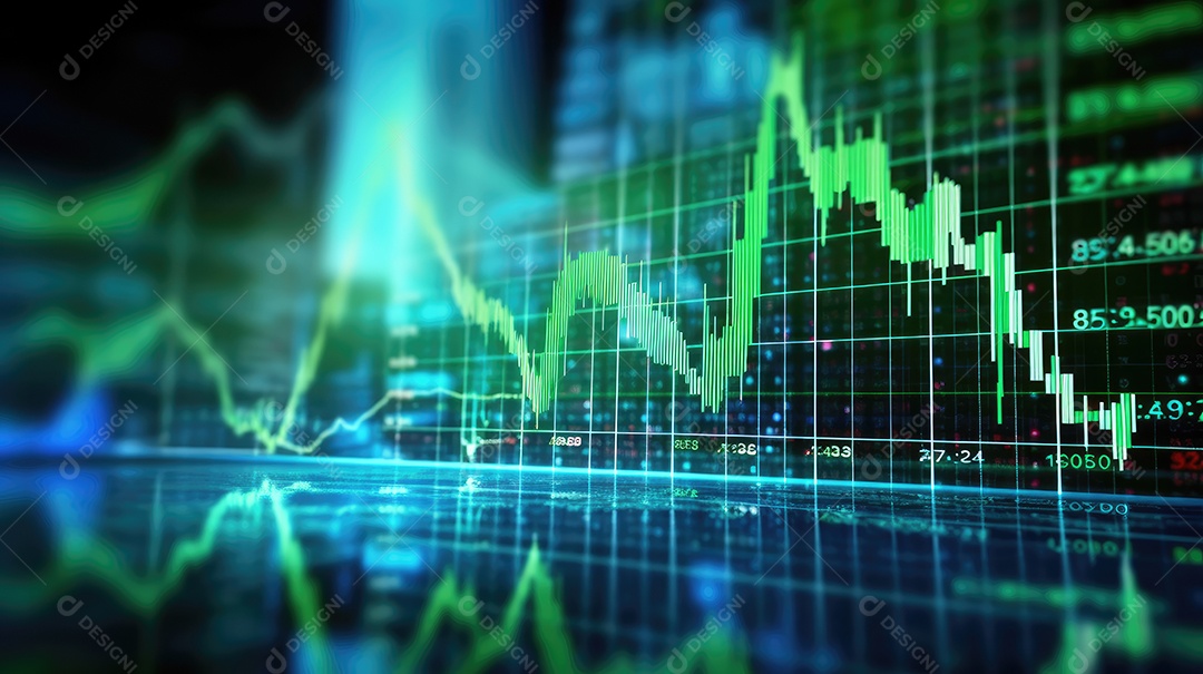 Gráfico de investimentos fixado em tela de computador