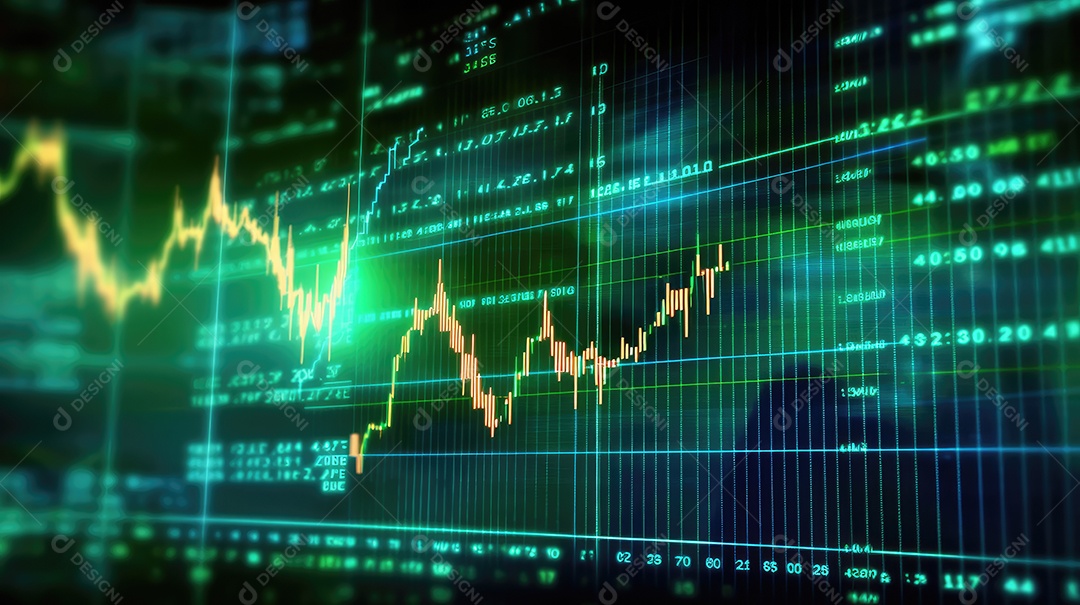 Gráfico de investimentos fixado em tela de computador