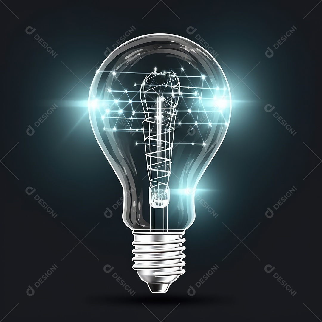 Imagem de uma lâmpada com luzes néon