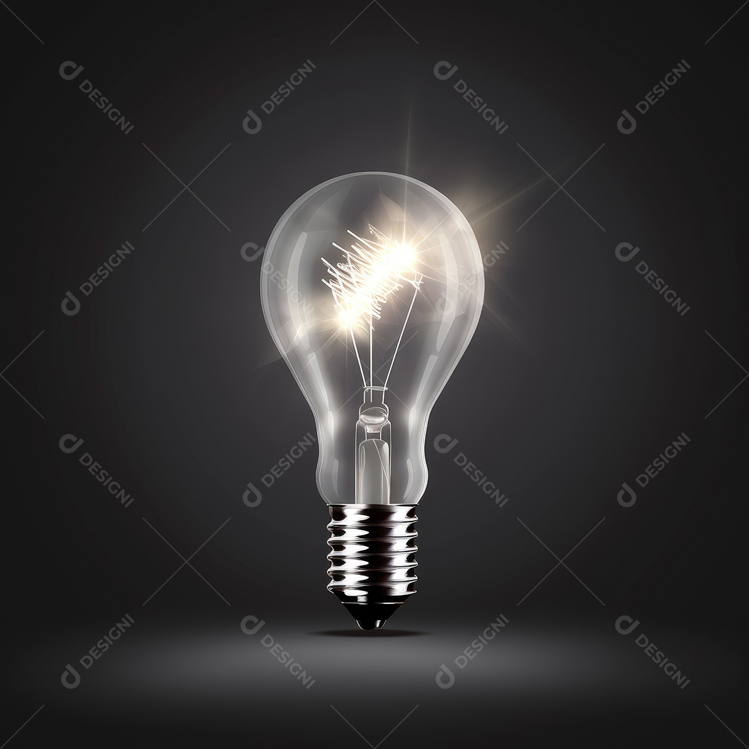 Lâmpada ligada sobre um fundo claro