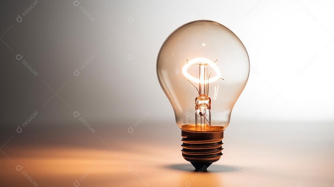 Luz acessa sobre um fundo de madeira