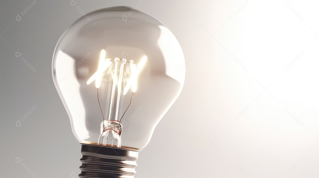 Lâmpada ligada sobre um fundo claro