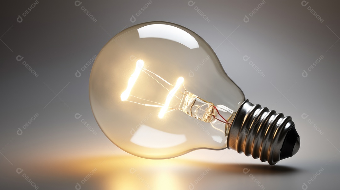 Lâmpada ligada sobre um fundo claro
