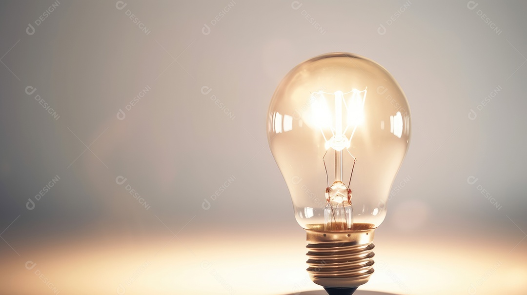 Lâmpada ligada sobre um fundo claro
