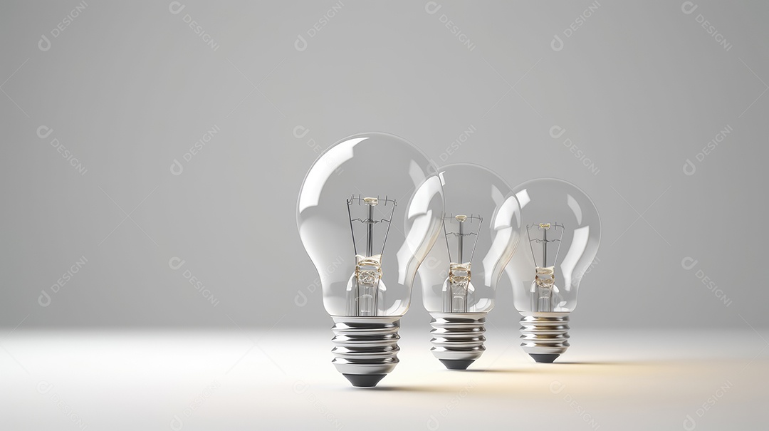 Três lampadas apagadas sobre fundo branco