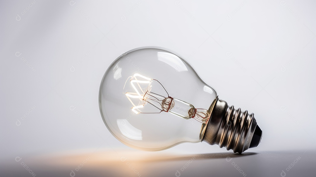Lâmpada acesa sobre fundo claro