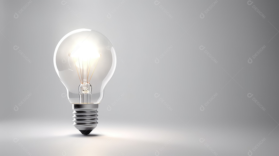 Lâmpada ligada sobre um fundo claro