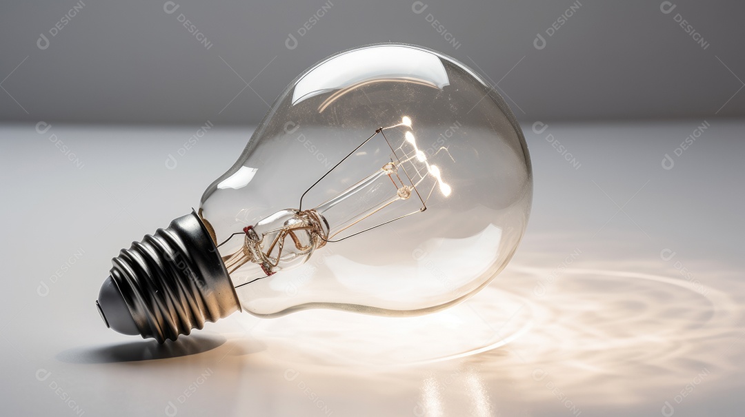 Lâmpada ligada deitada sobre um espaço claro