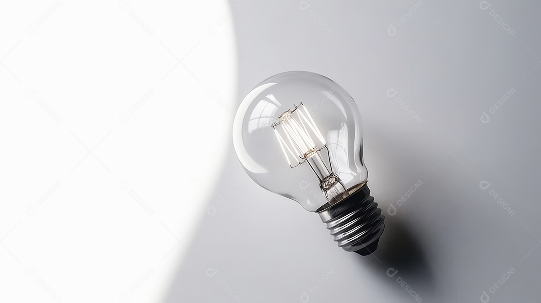 Lâmpada com energia sobre fundo branco