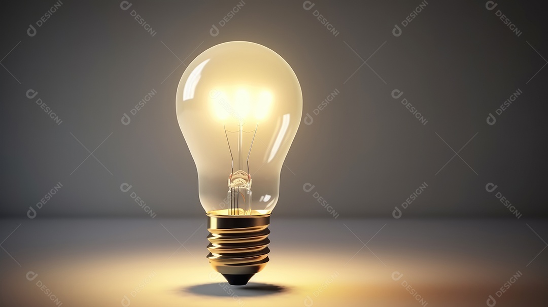 Lâmpada ligada sobre um fundo claro