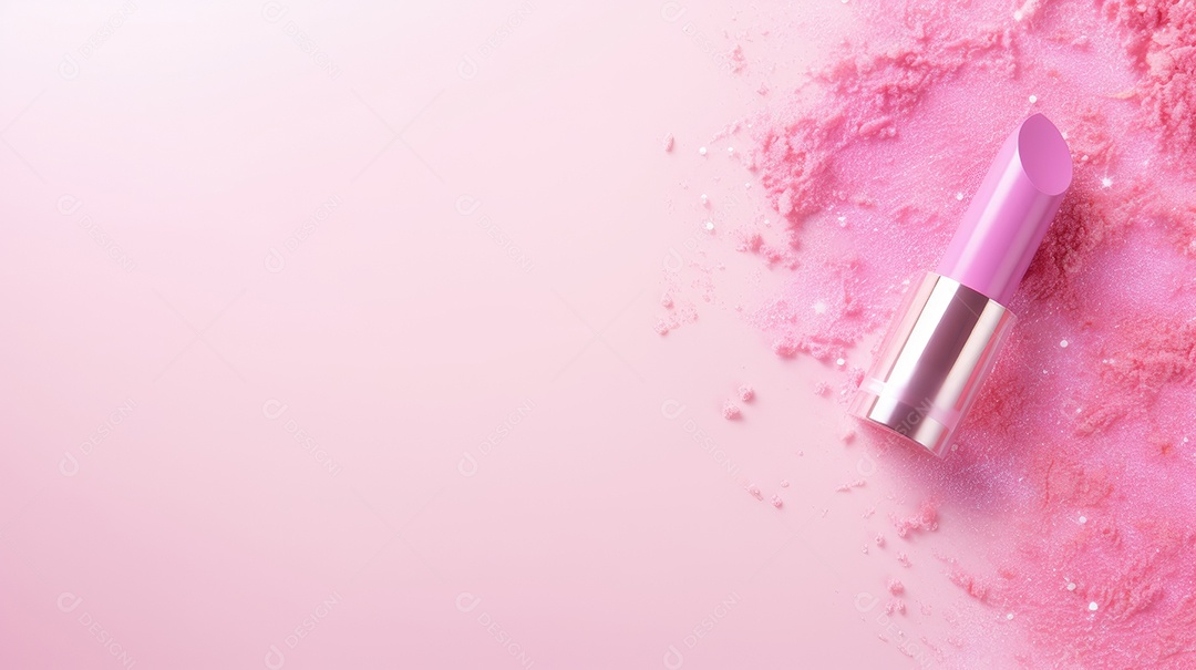 Imagem de um batom cor de rosa sobre fundo claro