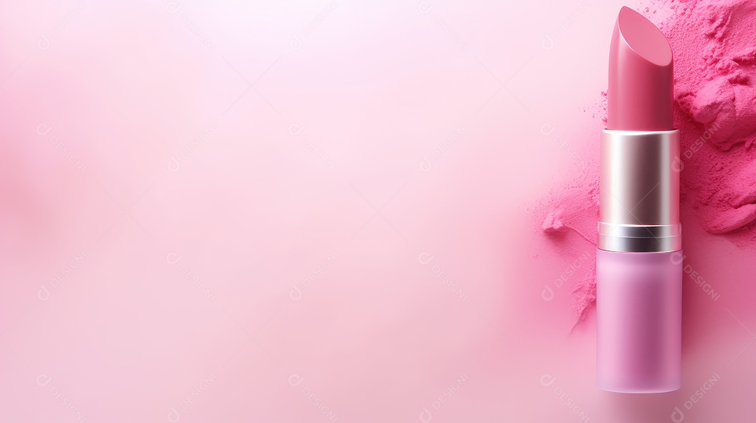 Imagem de um batom cor de rosa sobre fundo claro