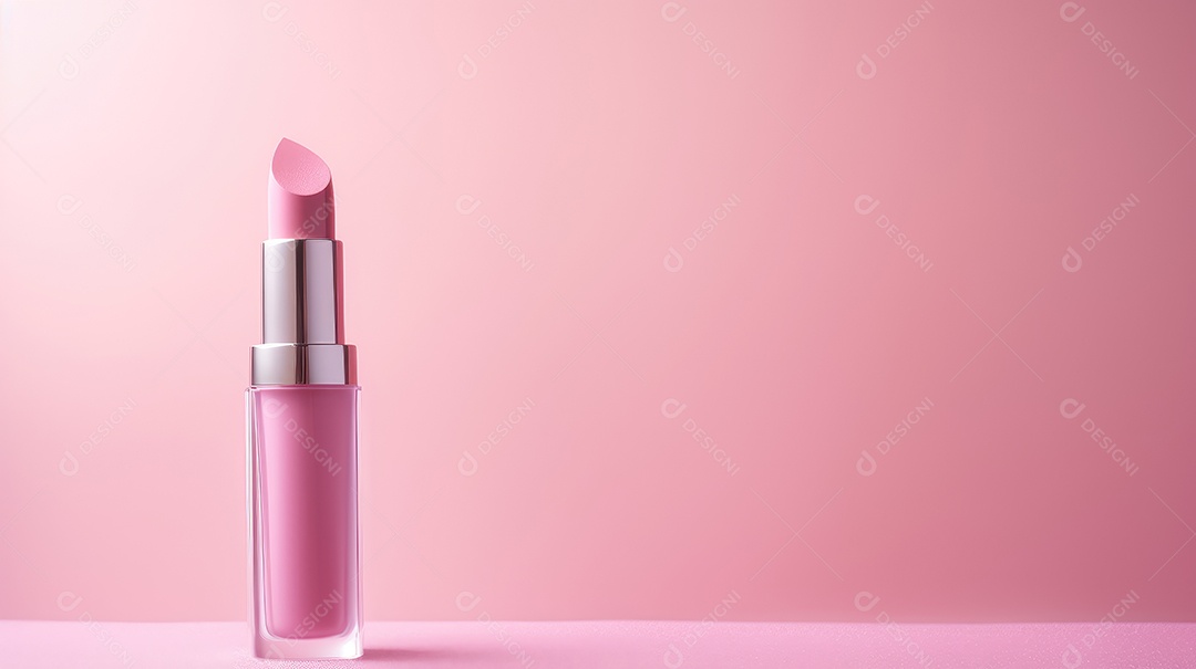 Imagem de um batom cor de rosa sobre fundo claro
