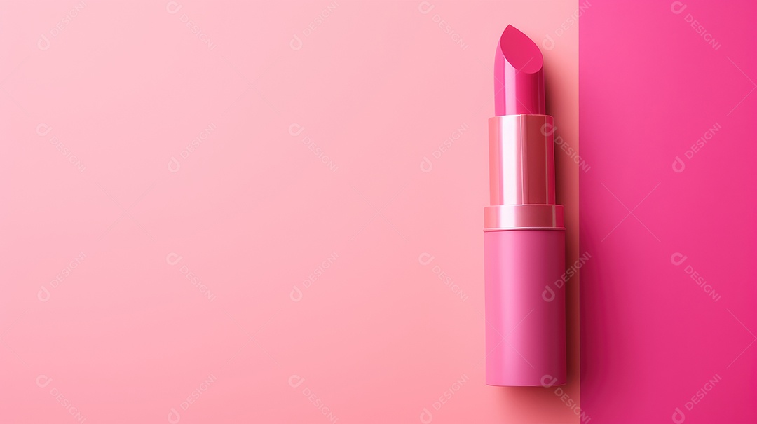 Imagem de um batom cor de rosa sobre fundo claro