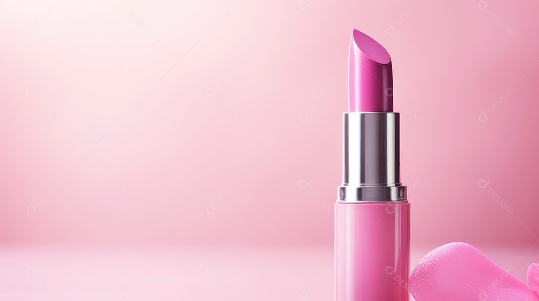 Imagem de um batom cor de rosa sobre fundo claro