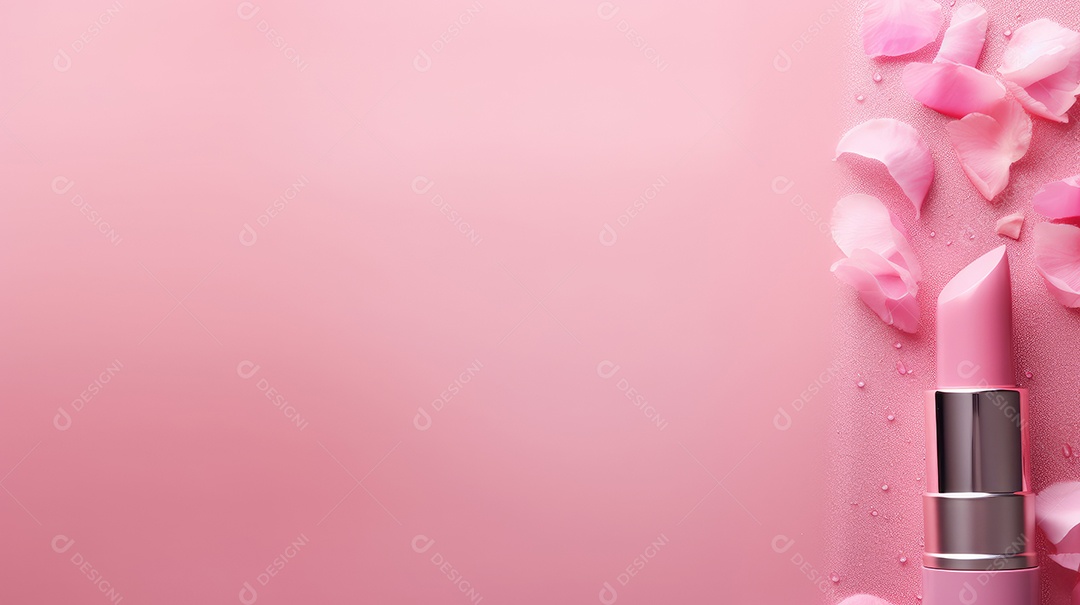 Imagem de um batom cor de rosa sobre fundo claro