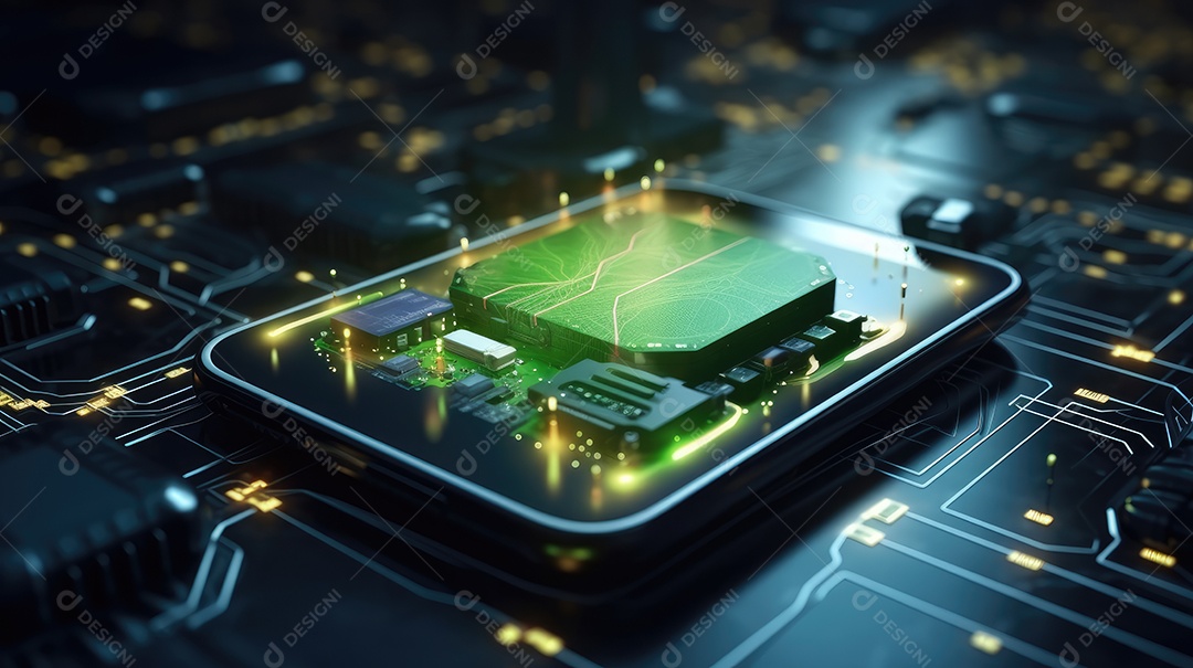 A imagem mostra uma placa de circuito impresso PCI