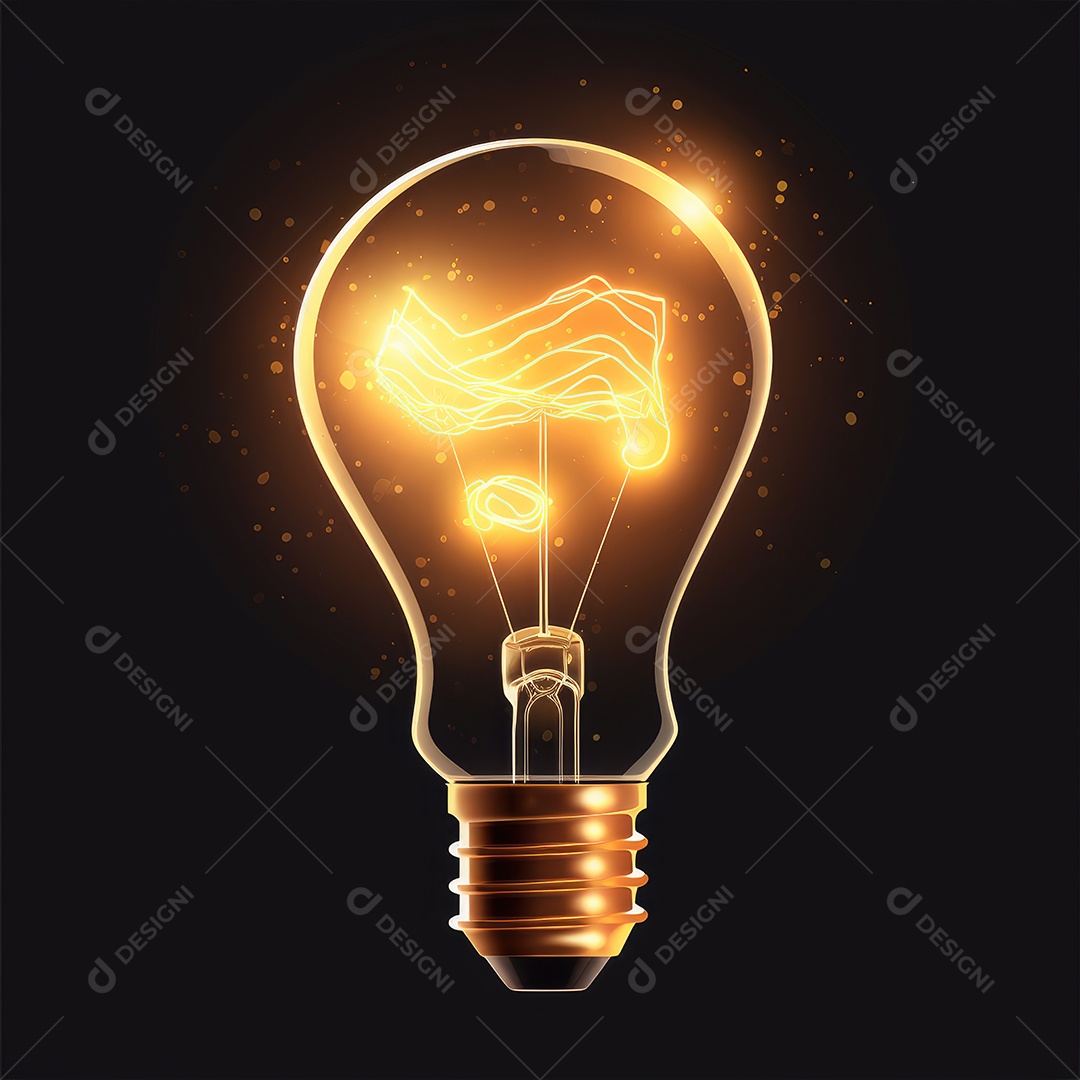 Lâmpada ligada sobre um fundo escuro