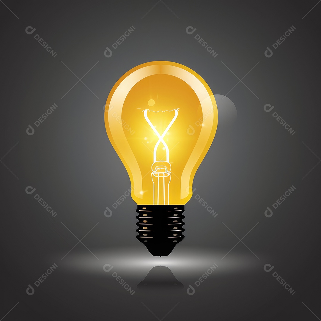 Lâmpada amarela com luz sobre fundo escuro