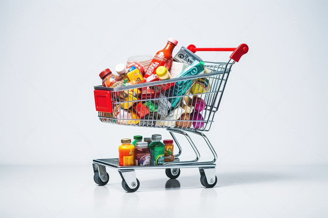 Carrinho de compras corredor de supermecado