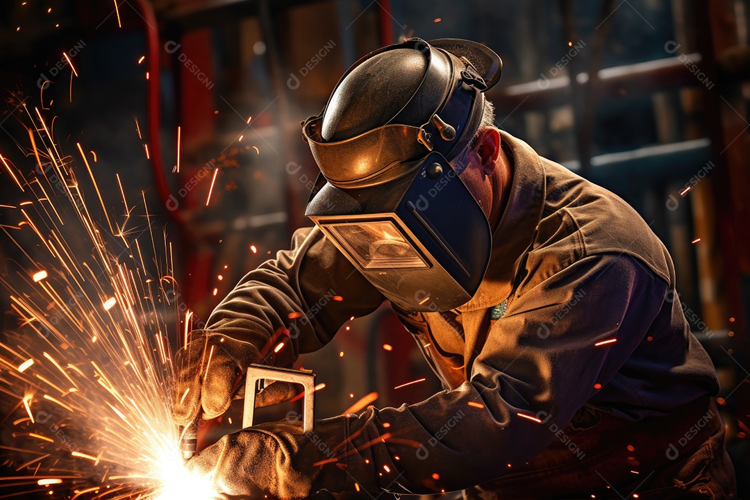 Homem trabalhando com soldagem