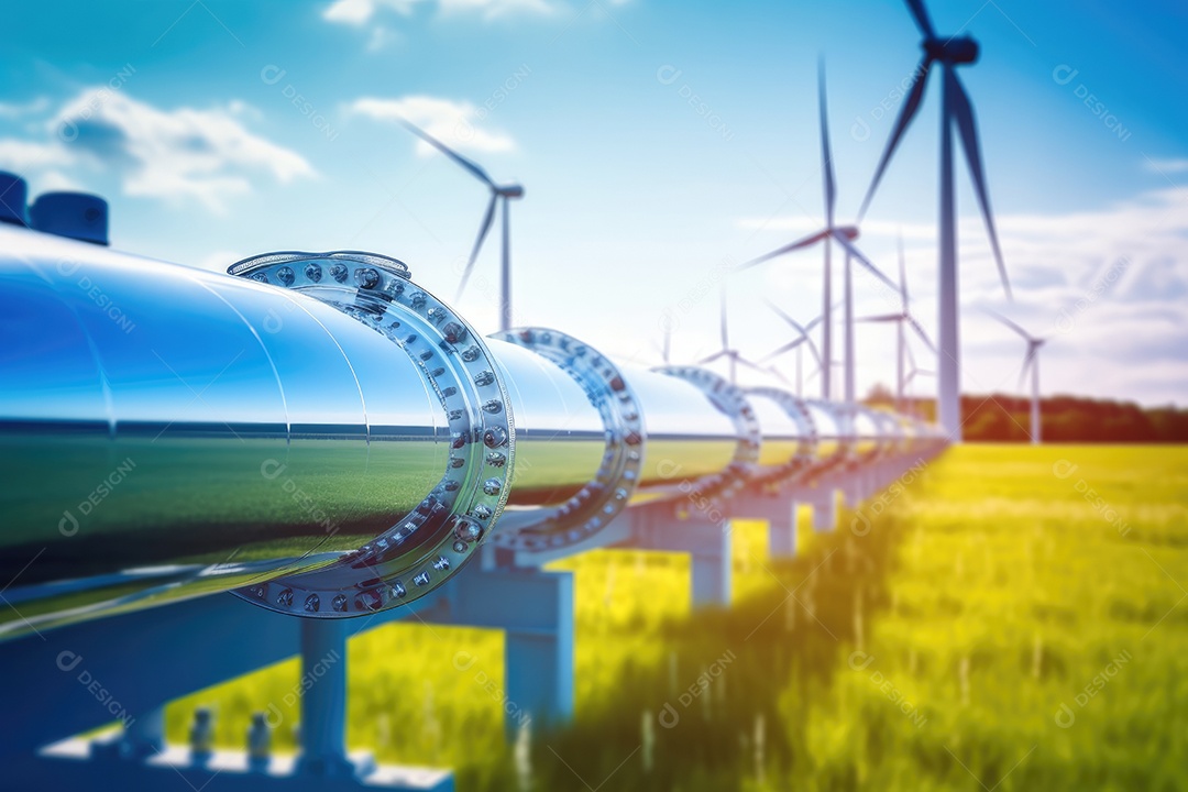 Turbina eólica convertendo o vento em eletricidade