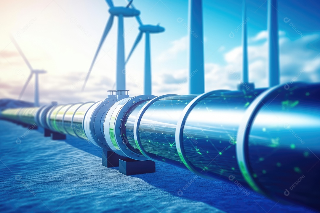 Turbina eólica convertendo o vento em eletricidade