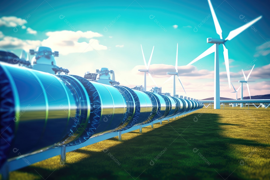 Turbina eólica convertendo o vento em eletricidade