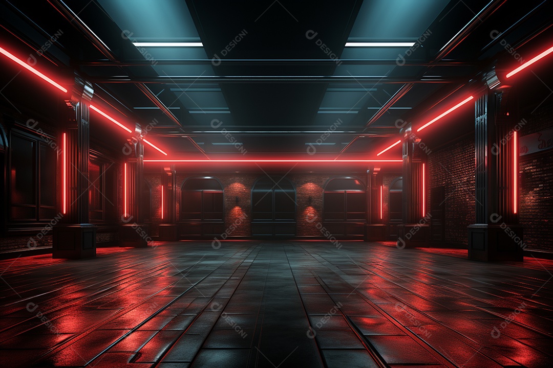 Pano de fundo com iluminação de holofotes vermelhos para imagem realista de fundo design ultra hd alto