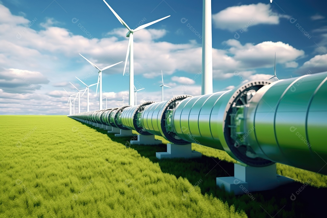 Turbina eólica convertendo o vento em eletricidade