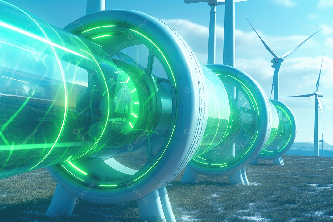 Turbina eólica convertendo o vento em eletricidade