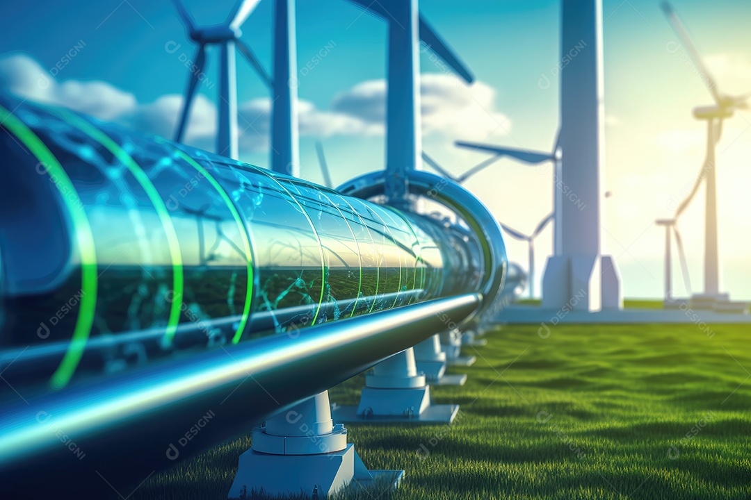 Turbina eólica convertendo o vento em eletricidade