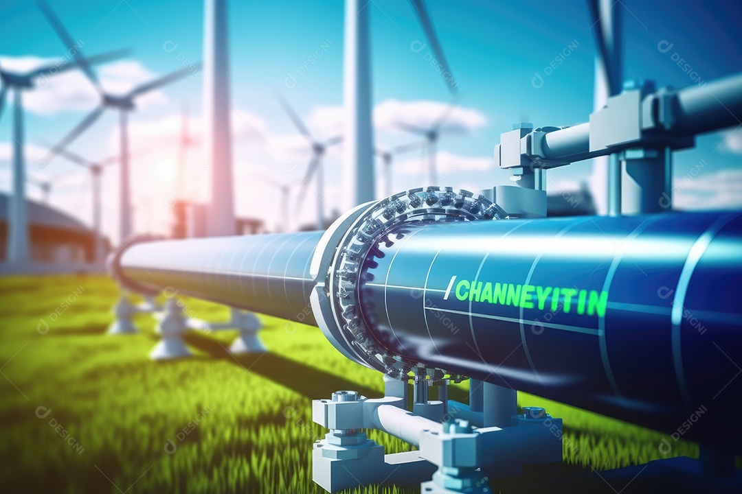 Turbina eólica convertendo o vento em eletricidade