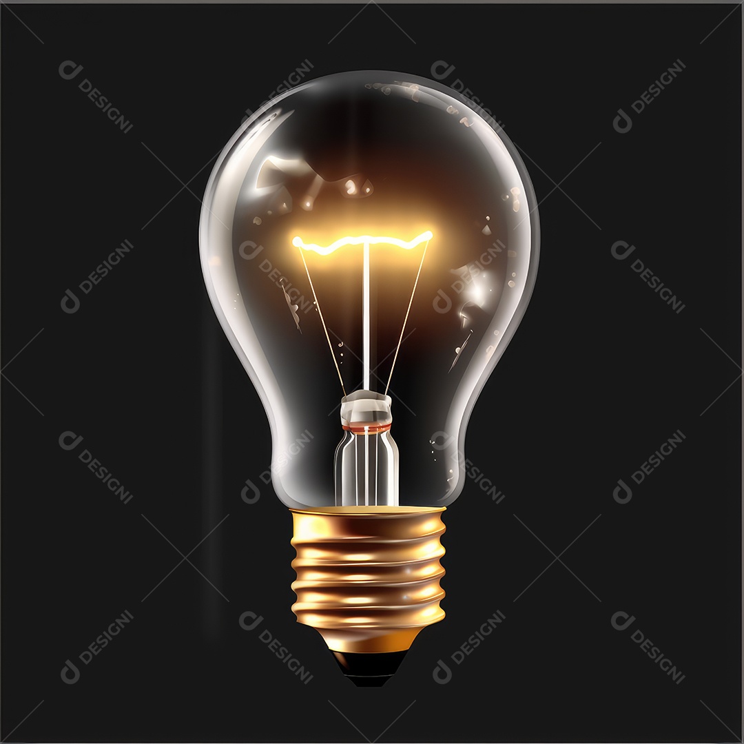 Lâmpada ligada sobre fundo preto