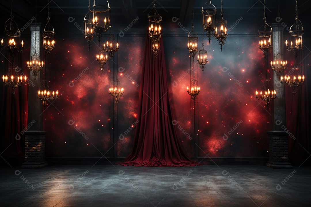 Pano de fundo com iluminação de holofotes vermelhos para imagem realista de fundo design ultra hd alto