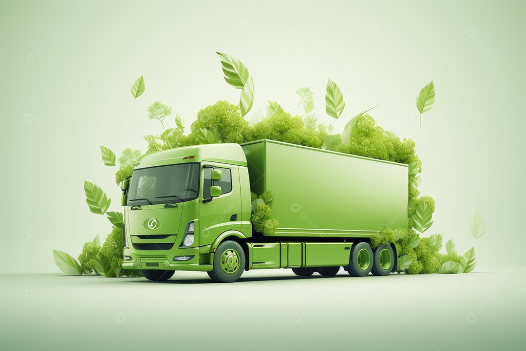 Caminhão de carga verde sobre fundo claro