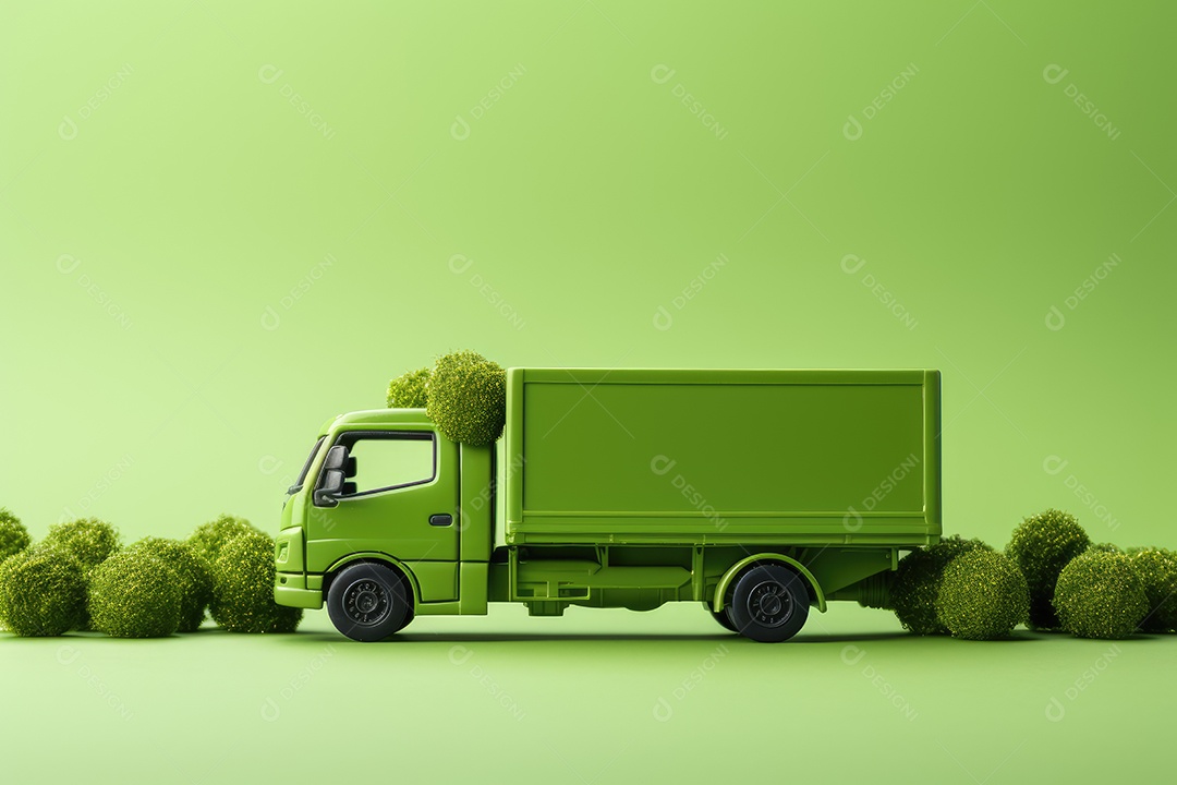 Caminhão de carga verde sobre fundo claro