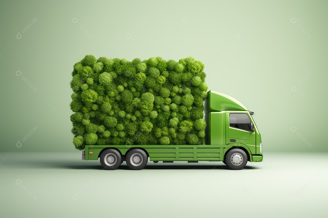 Caminhão de carga verde sobre fundo claro