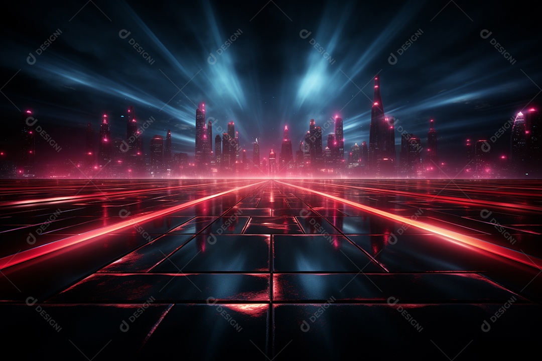 Pano de fundo com iluminação de holofotes vermelhos para imagem realista de fundo design ultra hd alto