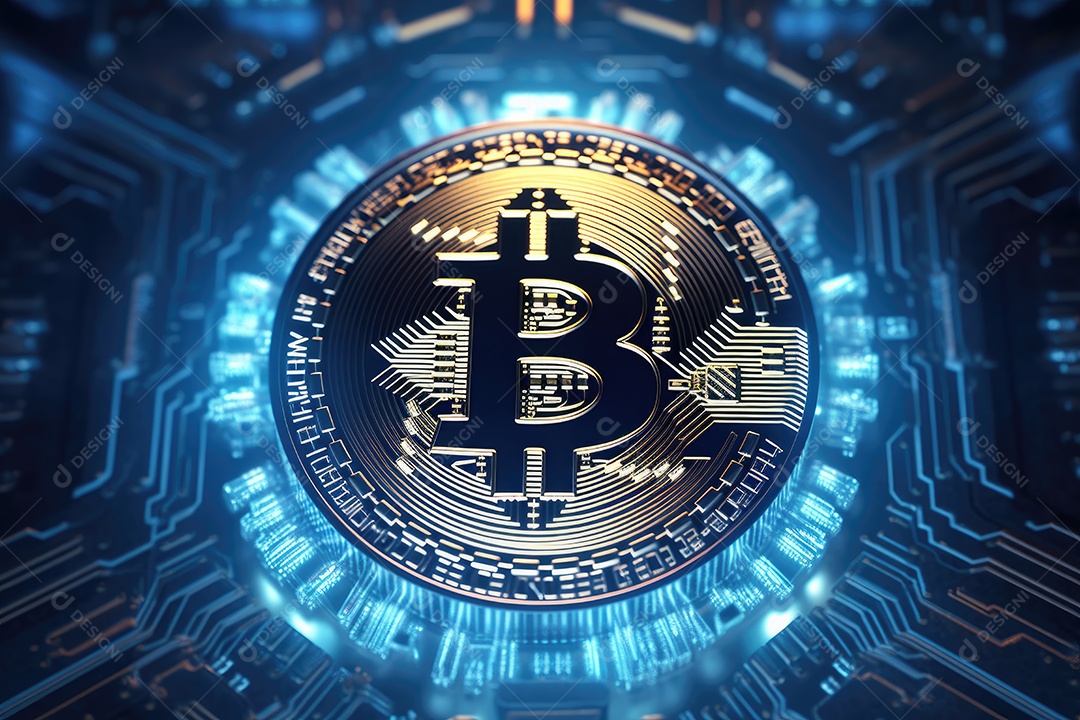 Fundo tecnologico com moeda de bitcoin