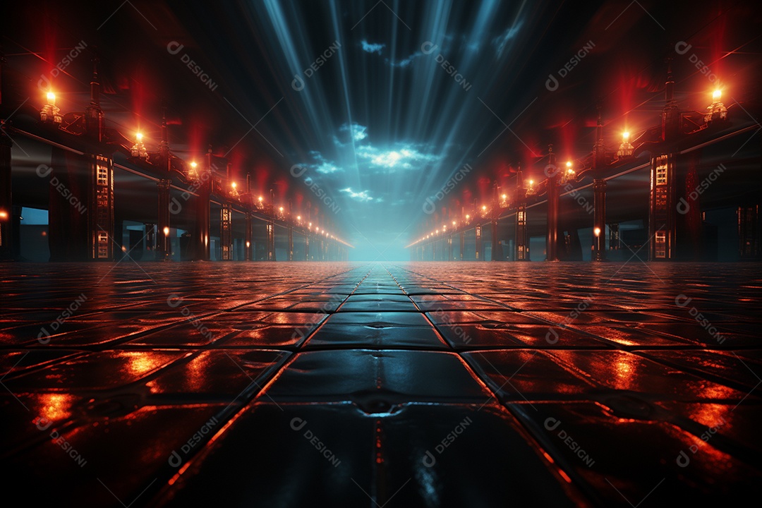 Pano de fundo com iluminação de holofotes vermelhos para imagem realista de fundo design ultra hd alto