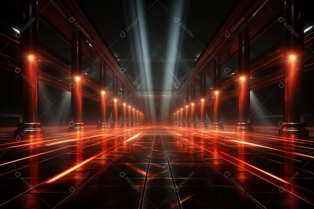 Pano de fundo com iluminação de holofotes vermelhos para imagem realista de fundo design ultra hd alto