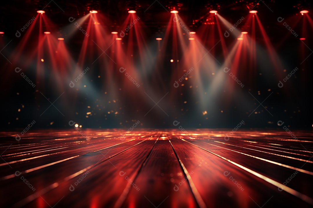 Pano de fundo com iluminação de holofotes vermelhos para imagem realista de fundo design ultra hd alto