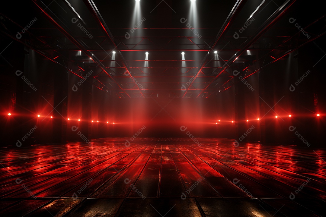 Pano de fundo com iluminação de holofotes vermelhos para imagem realista de fundo design ultra hd alto