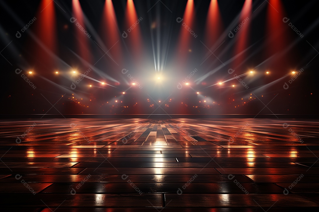 Pano de fundo com iluminação de holofotes vermelhos para imagem realista de fundo design ultra hd alto