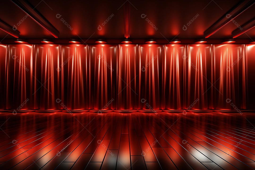 Pano de fundo com iluminação de holofotes vermelhos para imagem realista de fundo design ultra hd alto