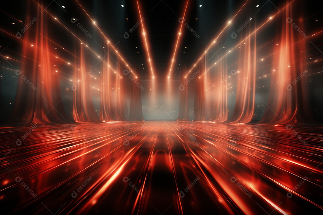 Pano de fundo com iluminação de holofotes vermelhos para imagem realista de fundo design ultra hd alto