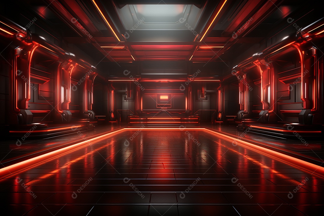 Pano de fundo com iluminação de holofotes vermelhos para imagem realista de fundo design ultra hd alto